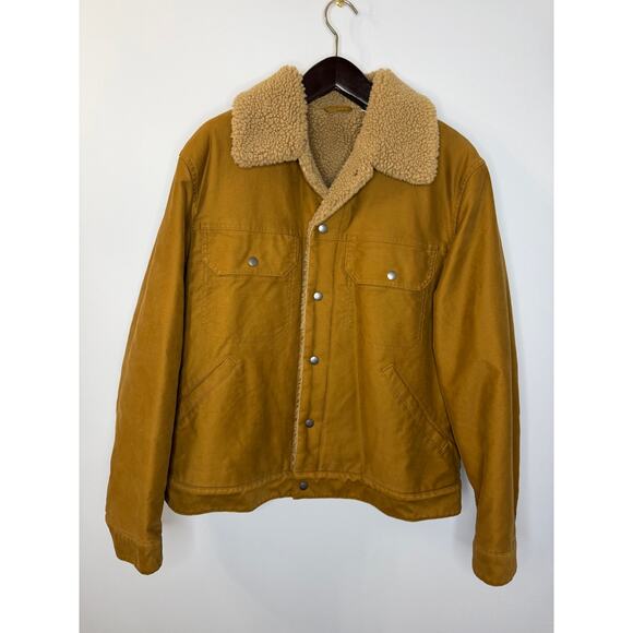 Uniqlo U Lemaire Men U Pile-lined Trucker Jacket Preppy Tan Cotton Moleskin Sz L - Picture 2 of 14